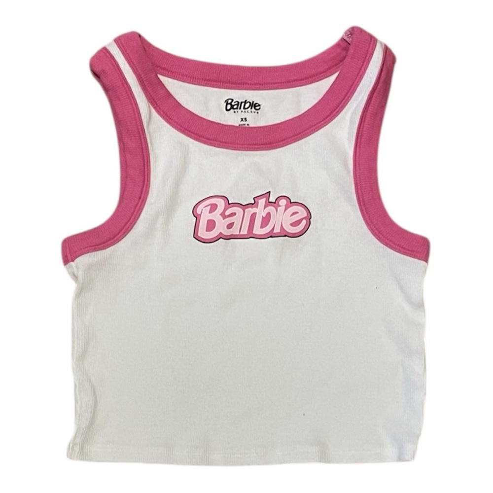 PacSun X Barbie Pink and White Barbie Tank Tops